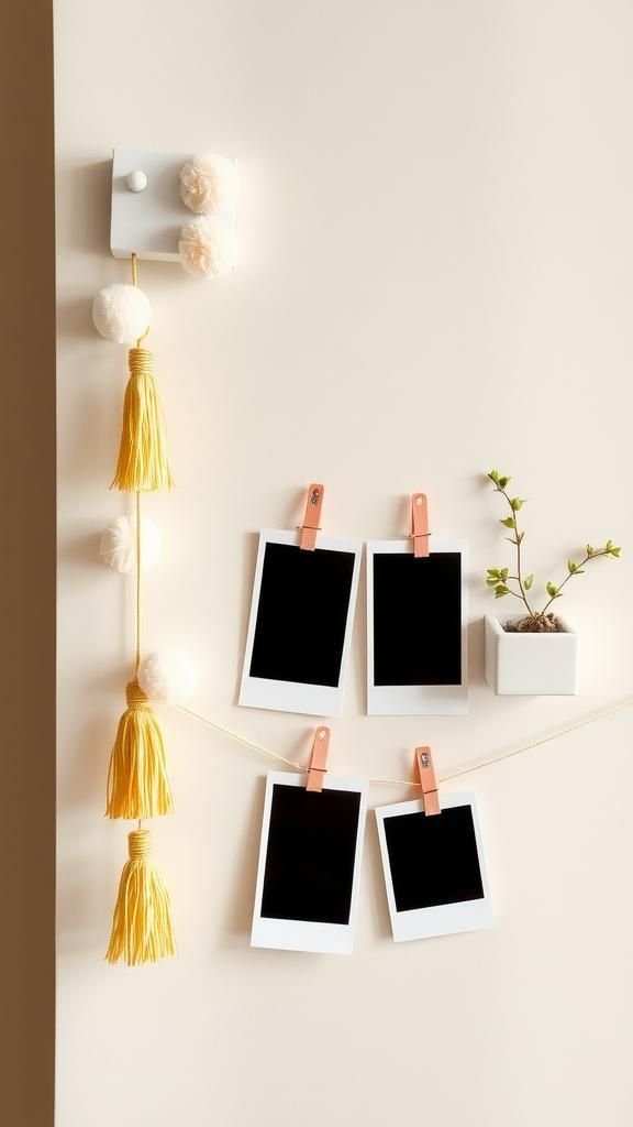 Photo Clip Garland With Poms And Tassel Bursts