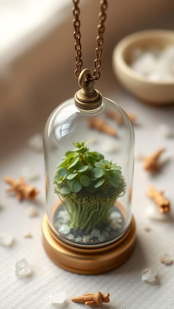 Classic Moss Under Glass Dome Necklace