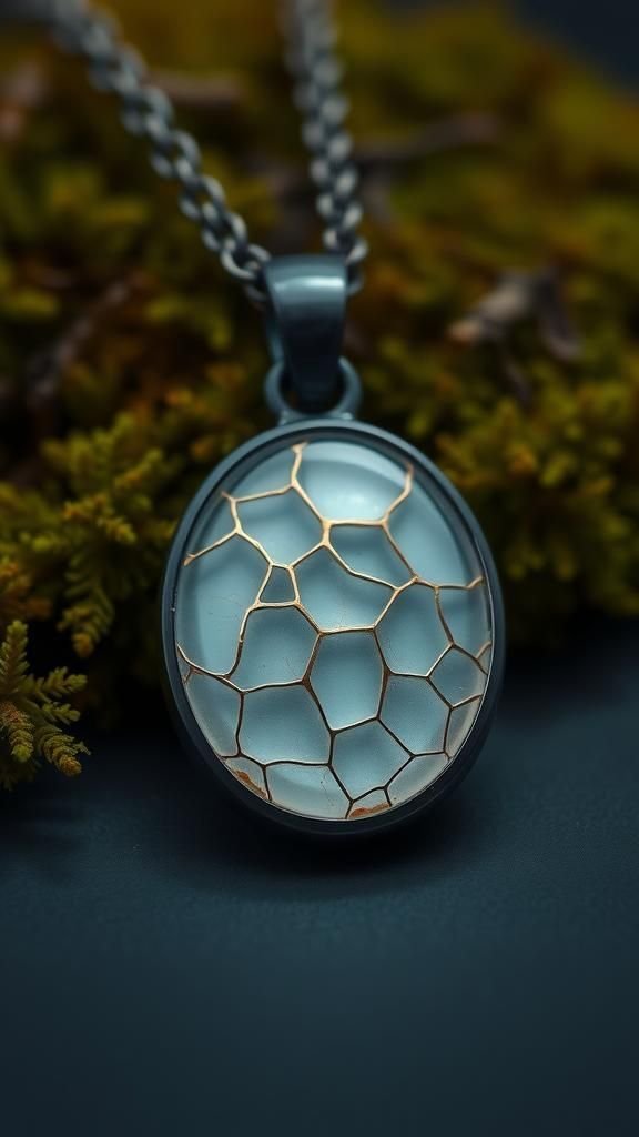 Kintsugi-Inspired Gilded Glass Terrarium Pendant Necklace