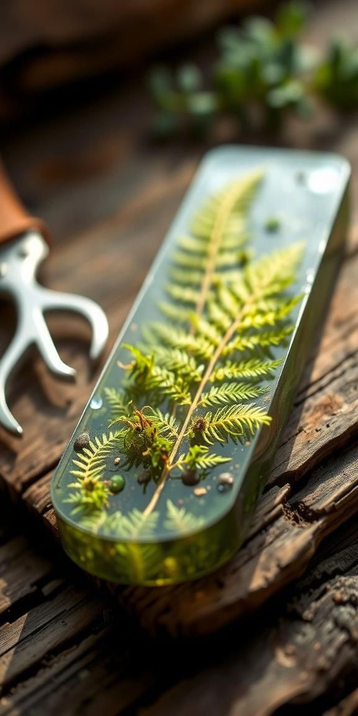 Fern And Moss Botanical Resin Bookmark With Texture
