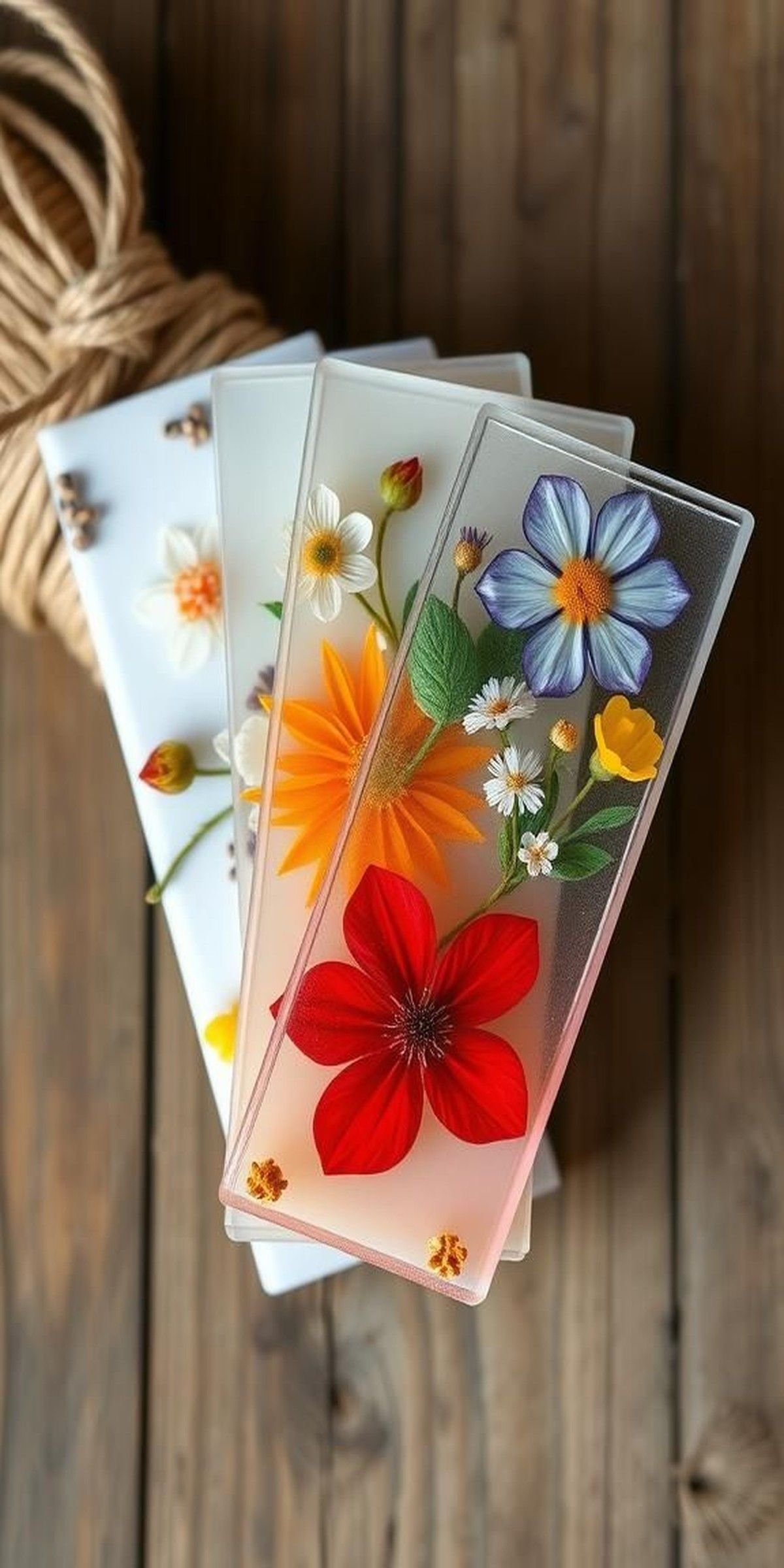 Seasonal Holiday Flower Resin Bookmark Set Collection