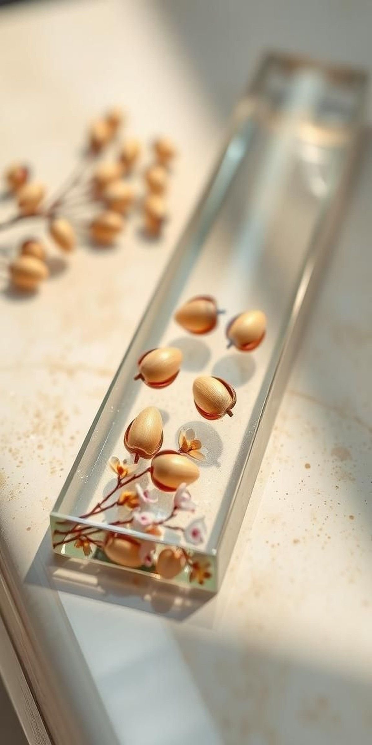 Tiny Seed Pods And Blossoms Floating In Resin Bookmark