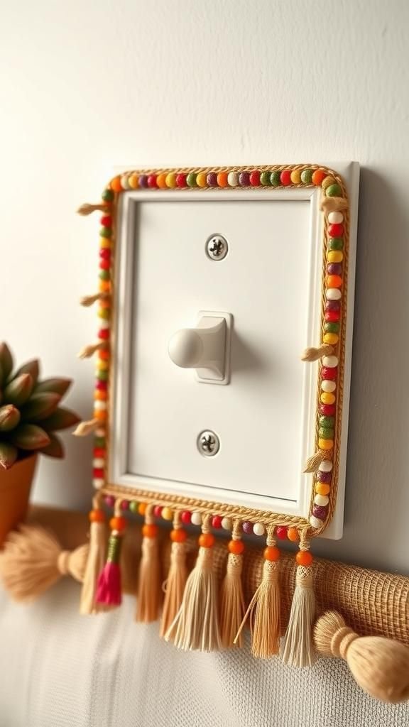 Boho Beaded Fringe And Tassel Switch Plate