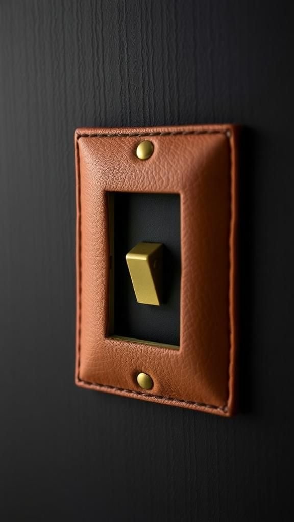 Faux Leather Switch Plate With Studded Edges
