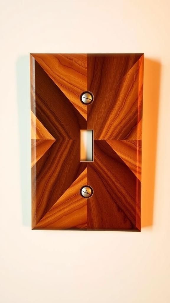 Geometric Wood Veneer Marquetry Switch Plate
