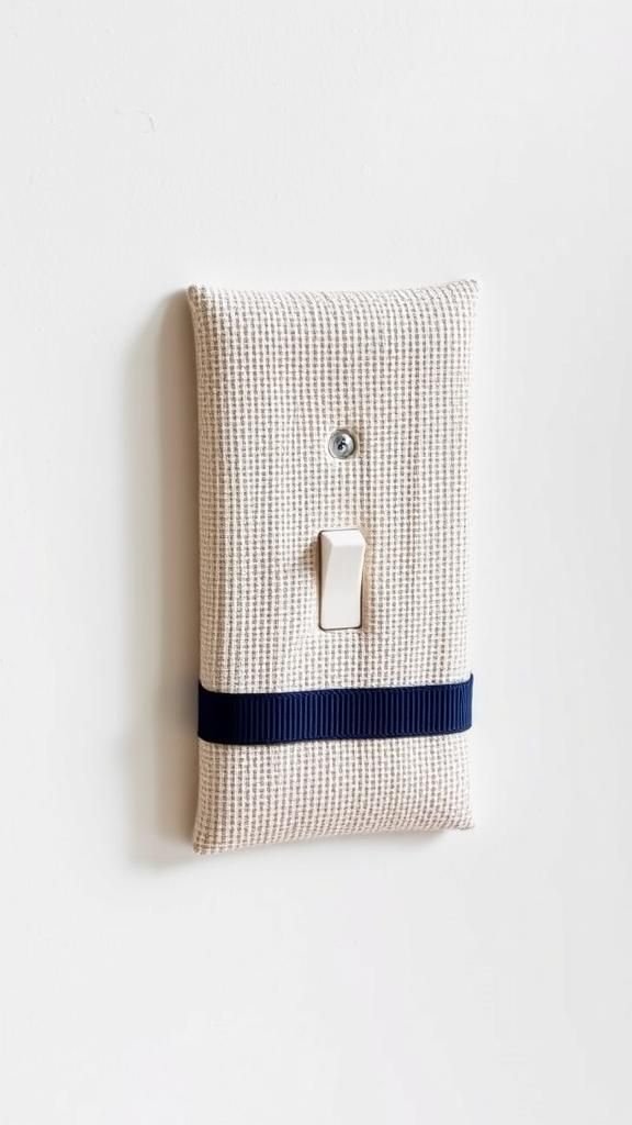 Linen Wrapped Switch Plate With Ribbon Trim