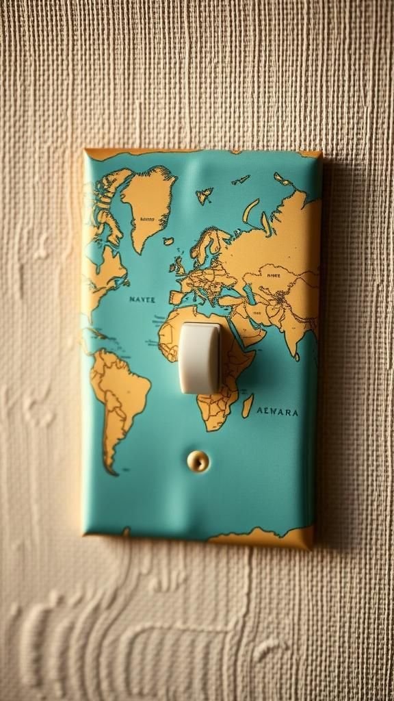 Vintage Map Decoupage Switch Plate Explorer Theme