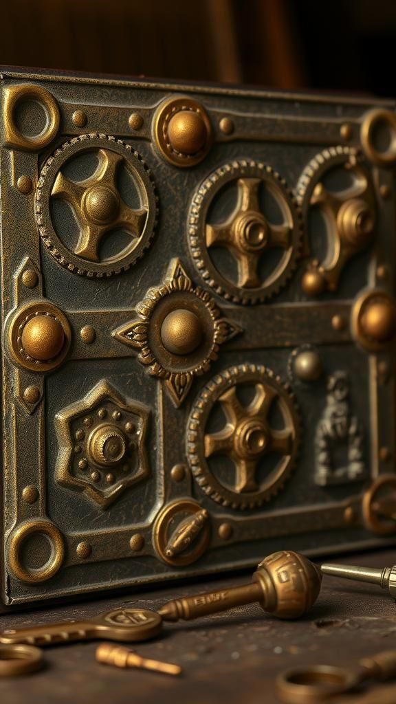 Steampunk Gears And Cogs Aged Tin Tile