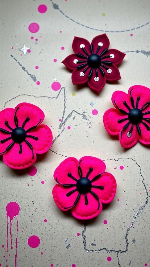 Neon Petals Streetwear Snap Clip Duo