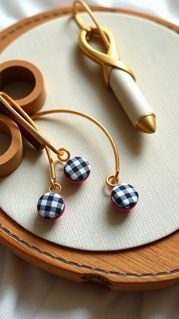 Hoop Earrings With Button Charms