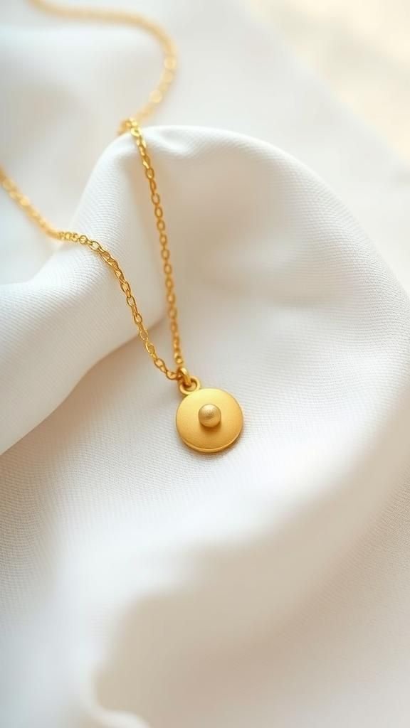 Minimalist Single-Button Pendant Necklace