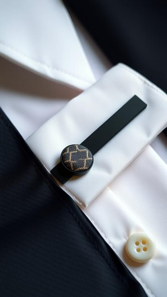 Sleek Tie Pin With Matching Button Accent