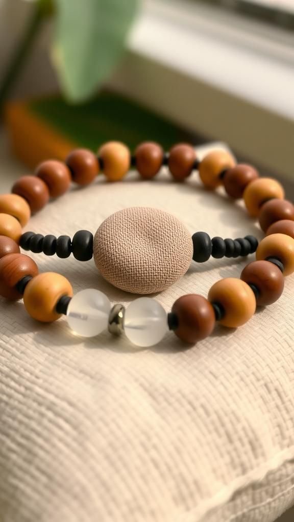 Stretch Bead Bracelet With Button Focal