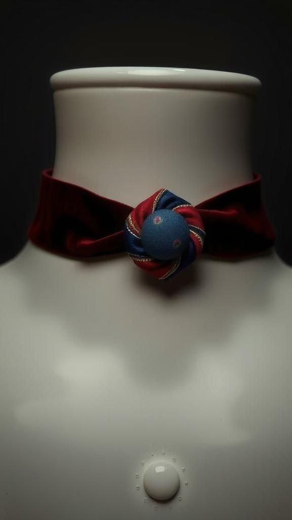 Velvet Choker With Button Centerpiece
