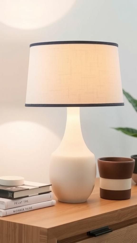 Classic Linen Drum Shade With Contrast Edging