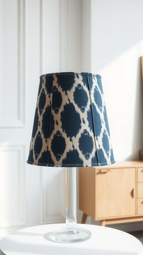 Modern Ikat Print Shade With Clean Piping