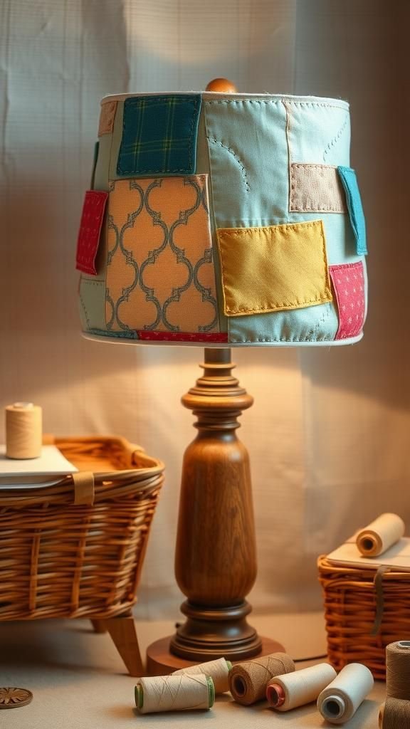 Patchwork Quilted Shade With Slow-Stitched Texture