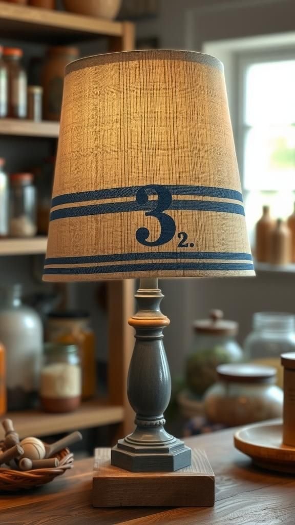 Rustic Grain Sack Shade With Number Graphic