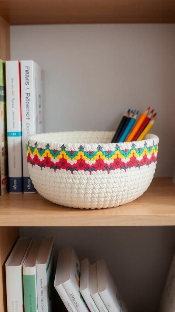 Zigzag Thread Rainbow On Minimal Ivory Rope