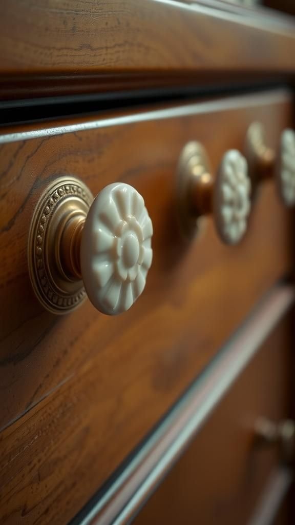 Floral Button Faceplates For Drawer Pulls
