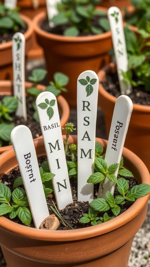 Herb Garden Markers With Leafy Embossed Labels