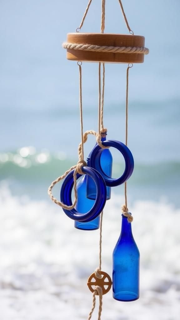 Nautical Rope And Cobalt Bottle Ring Garland