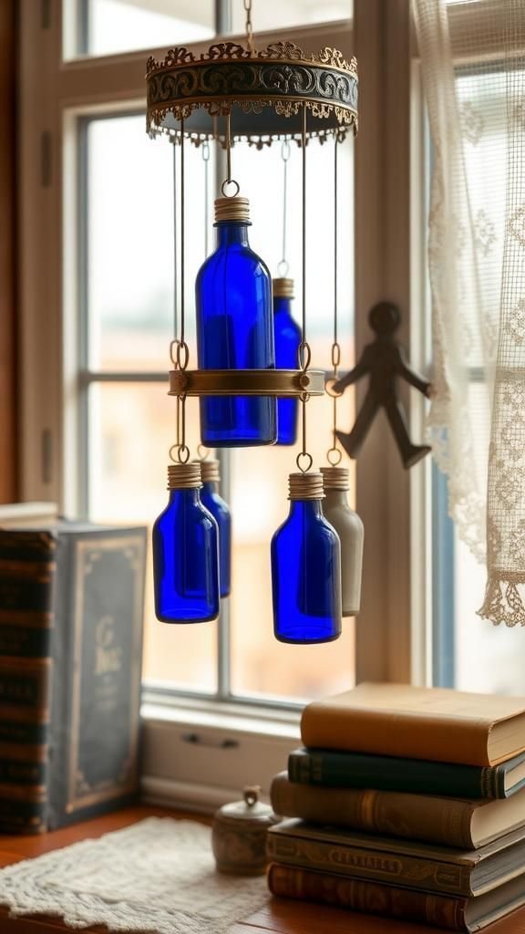 Vintage Cobalt Apothecary Bottle Bell Chorus