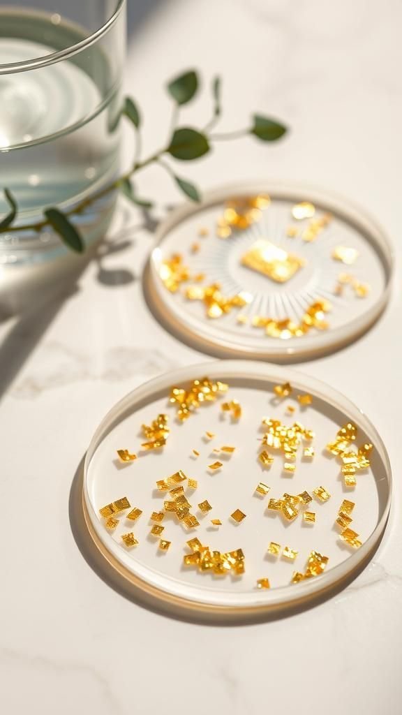 Crystal-Clear Rounds With Floating Gold Leaf