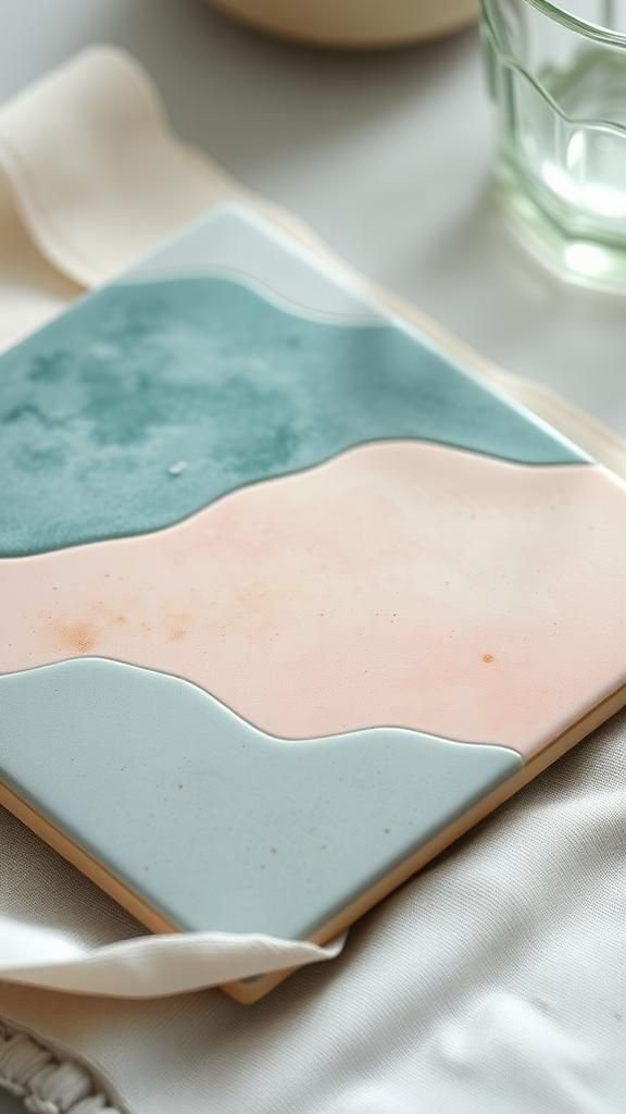 Soft Watercolor Wash Abstract Tile Trivet