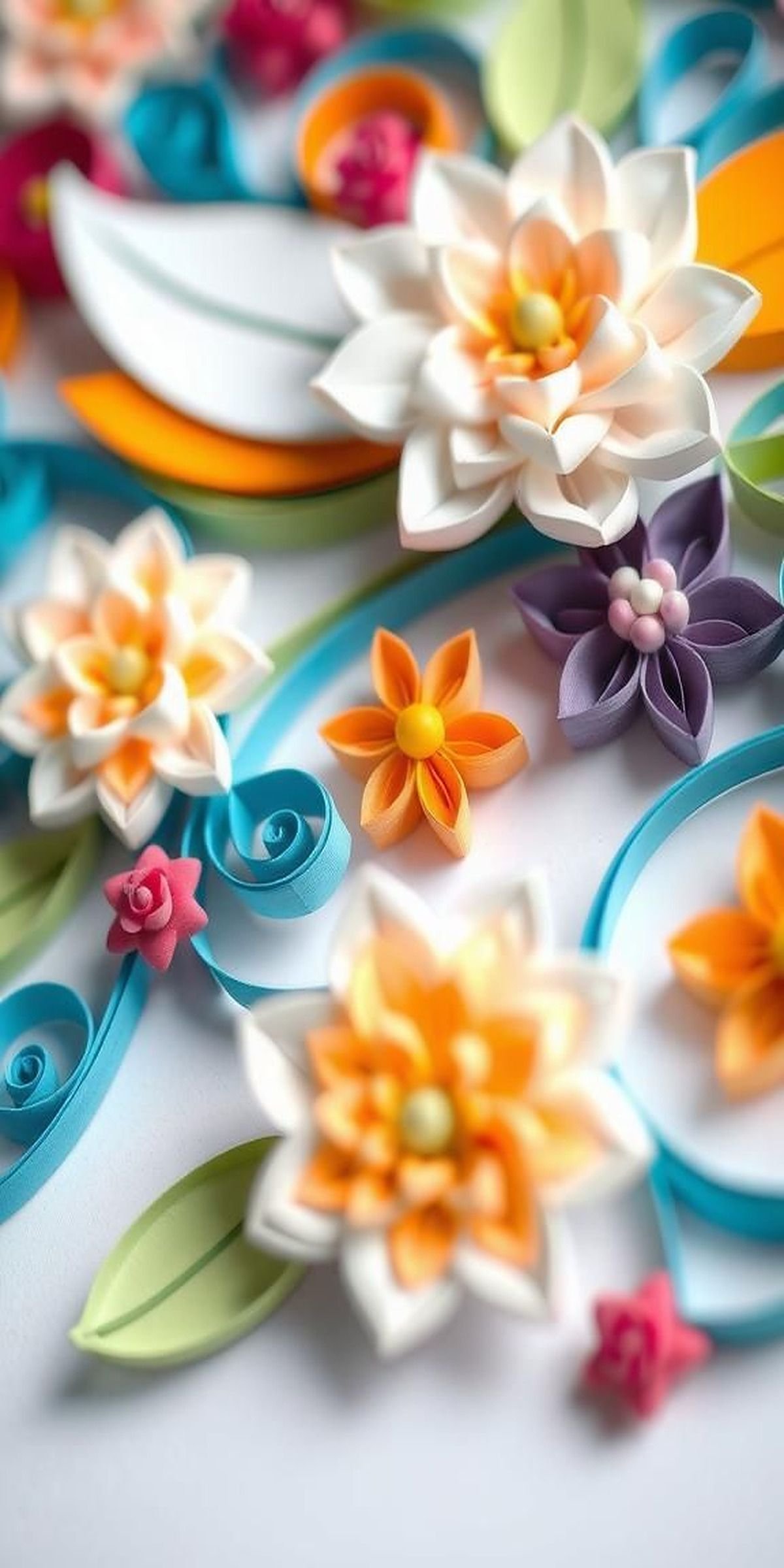 Elegant Floral Swirls in Paper Quilling Art