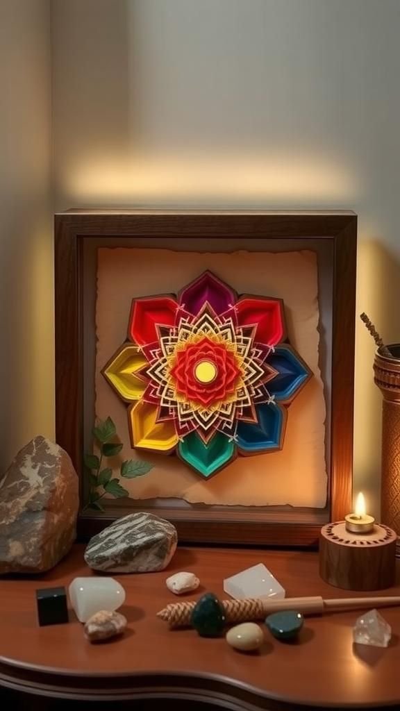 Chakra Spectrum Mandala With Crystal Accents