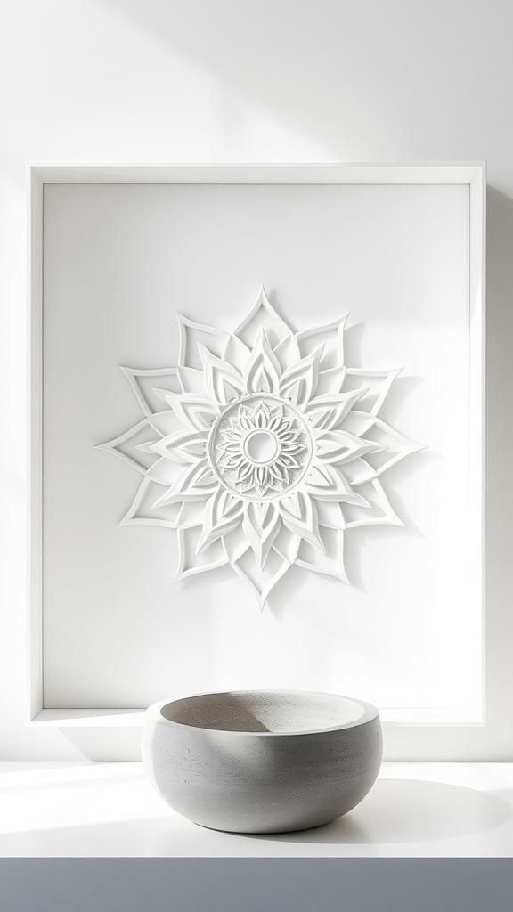Minimalist White-On-White Sculptural Mandala