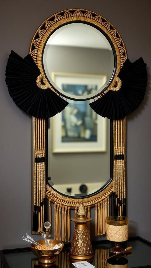 Art Deco Fan Motif In Satin Cord