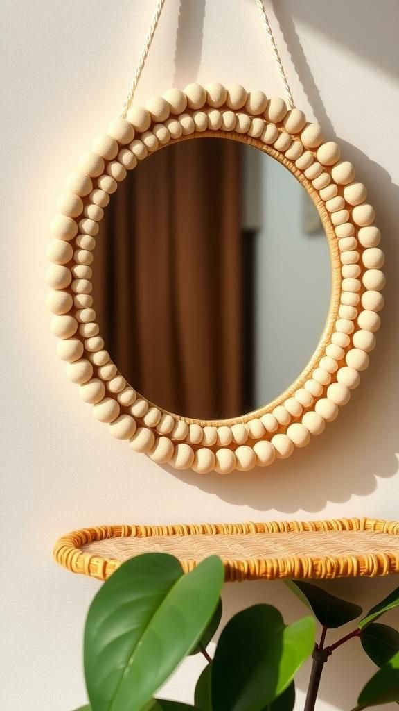 Beaded Macrame Border With Natural Wood Accents