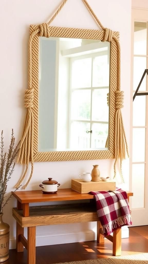 Rustic Farmhouse Rope Frame With Braided Corners