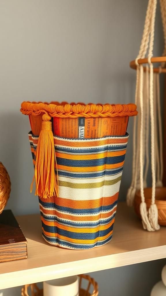 Boho Fringe Planter Sleeve With Paper Tassels