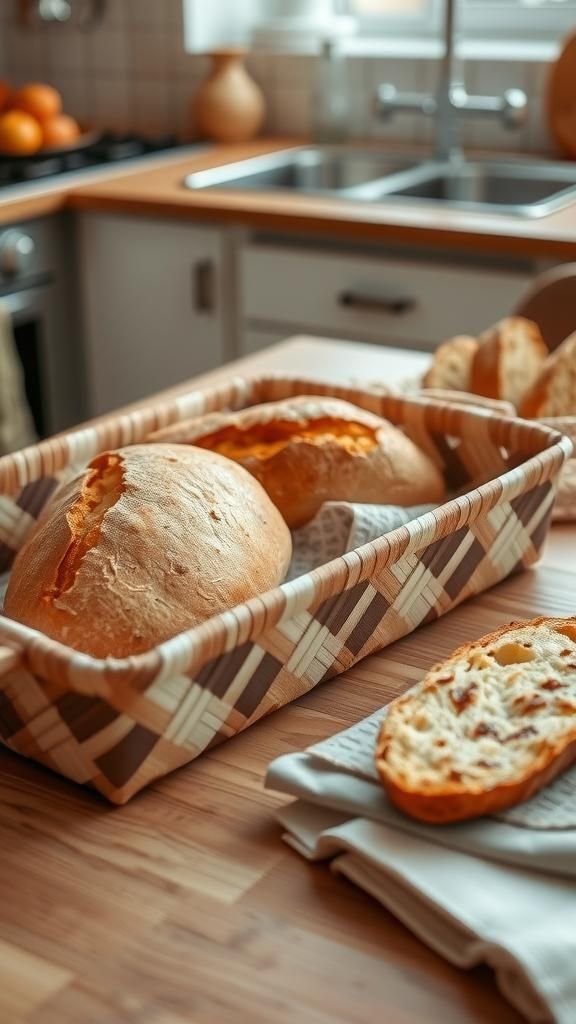 Twill Weave Bread Tray From Upcycled Magazines