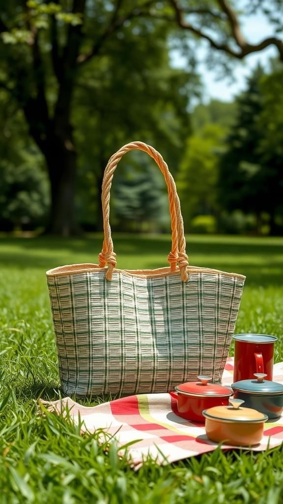 Upcycled Picnic Tote With Twisted Paper Handles