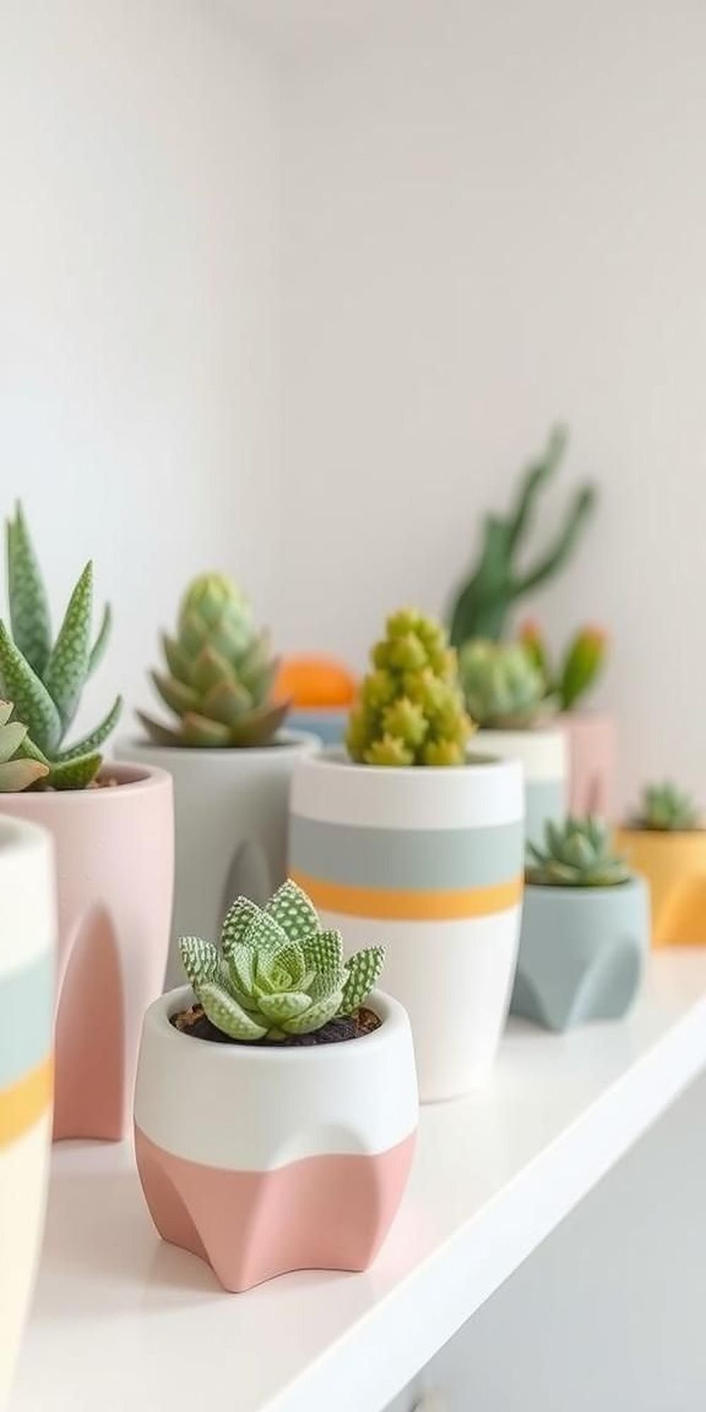 Color-Tinted Concrete Planters for Subtle Variety