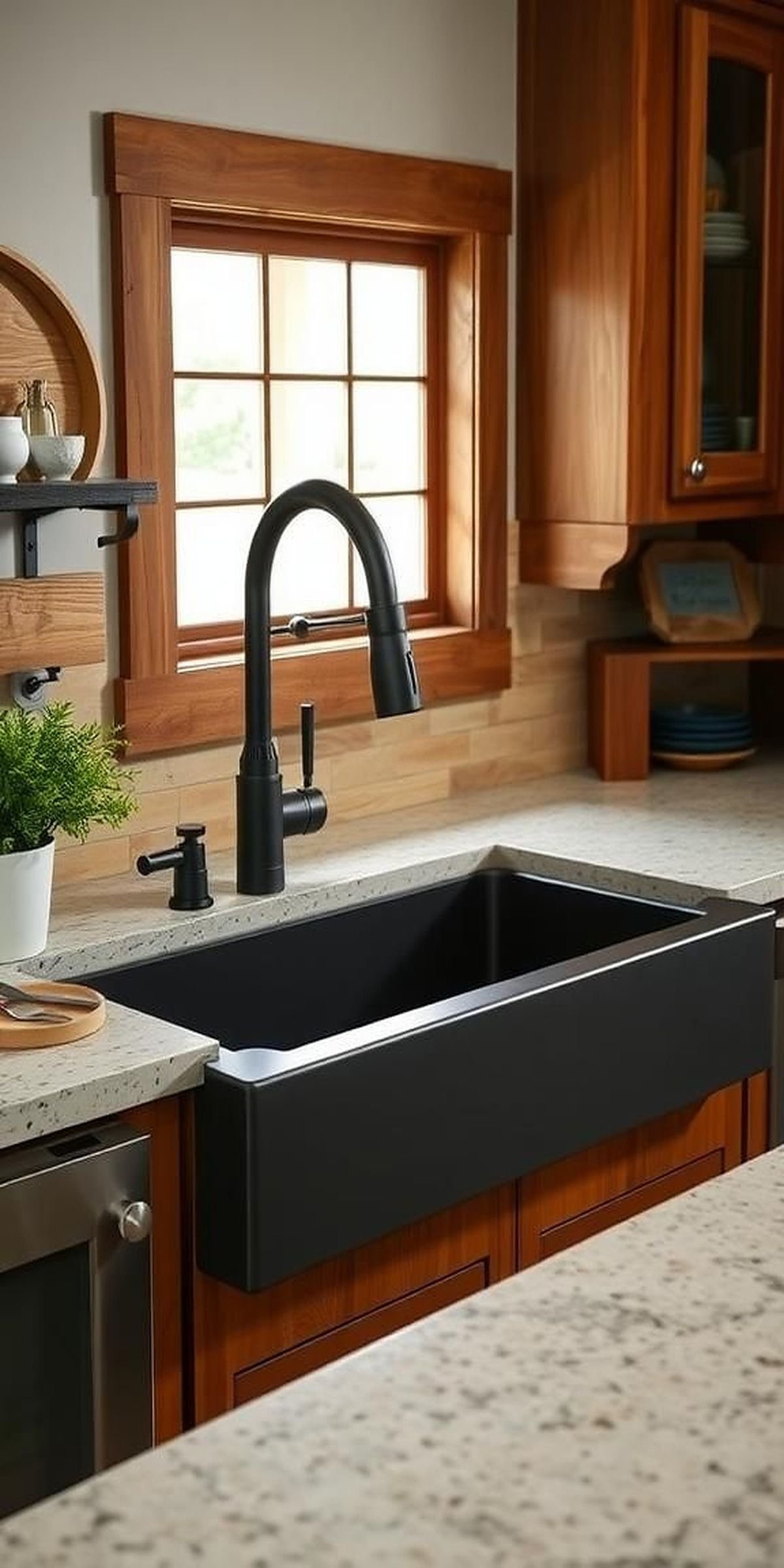 Farmhouse Sink with Matte Faucet Finishes