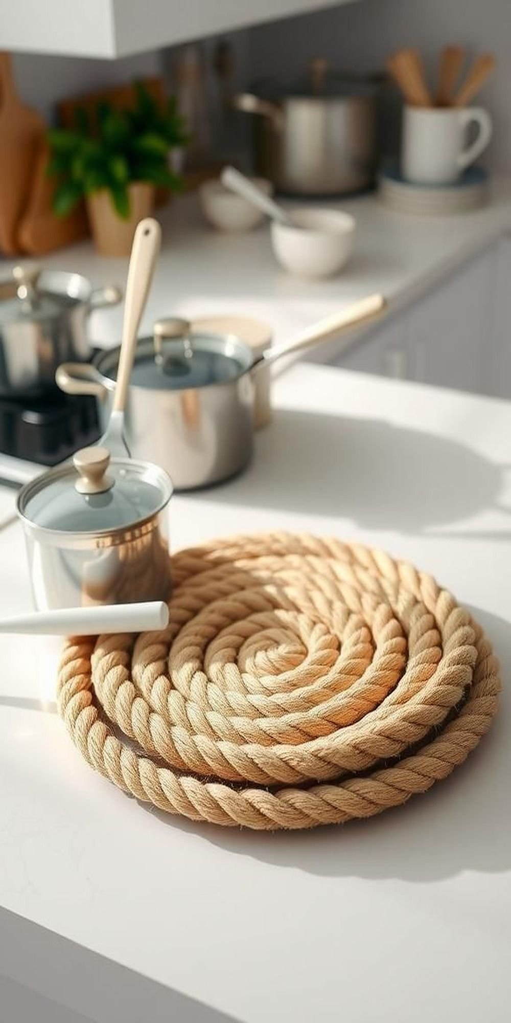 Coiled Nautical Rope Trivets for Kitchen Charm