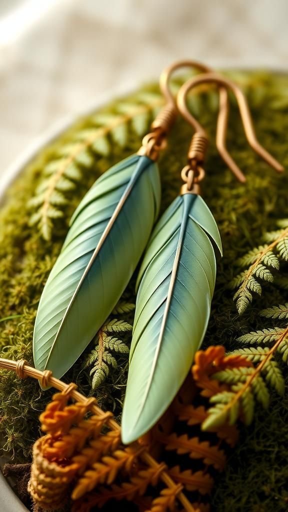 Fern Silhouette On Sage Green Feathers