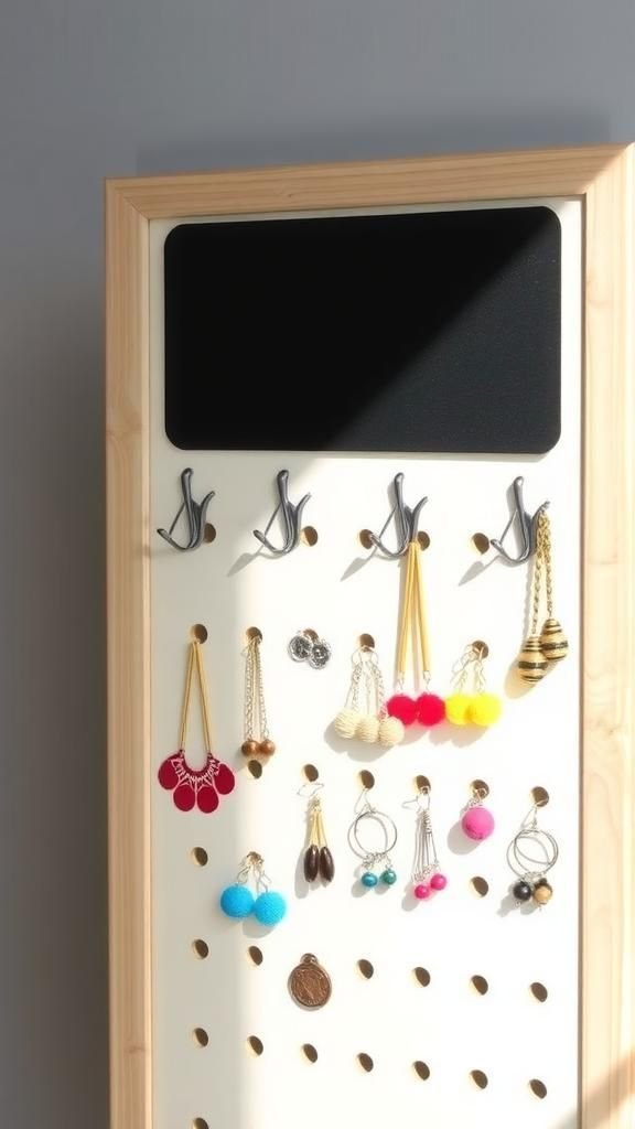 Cream Pegboard With Chalkboard Label Strip