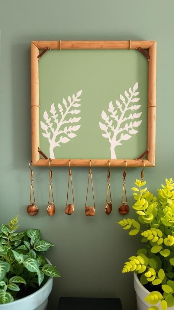 Sage Fern Stencil On Botanical Pegboard