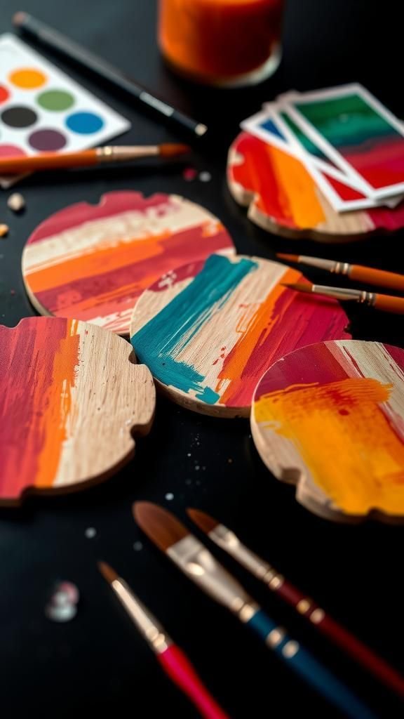 Abstract Expression Brushstroke Color Riot Tile Coasters