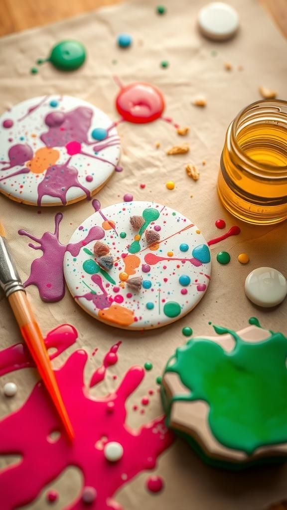 Paint Splatter Studio-Style Tile Coasters Set