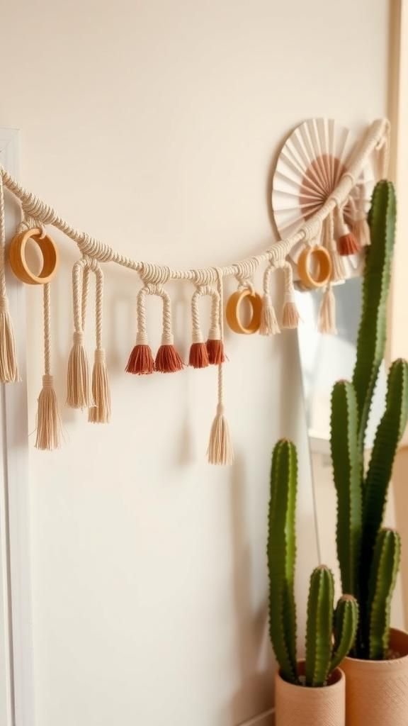 Boho Macramé Twine With Paper Fan Accents