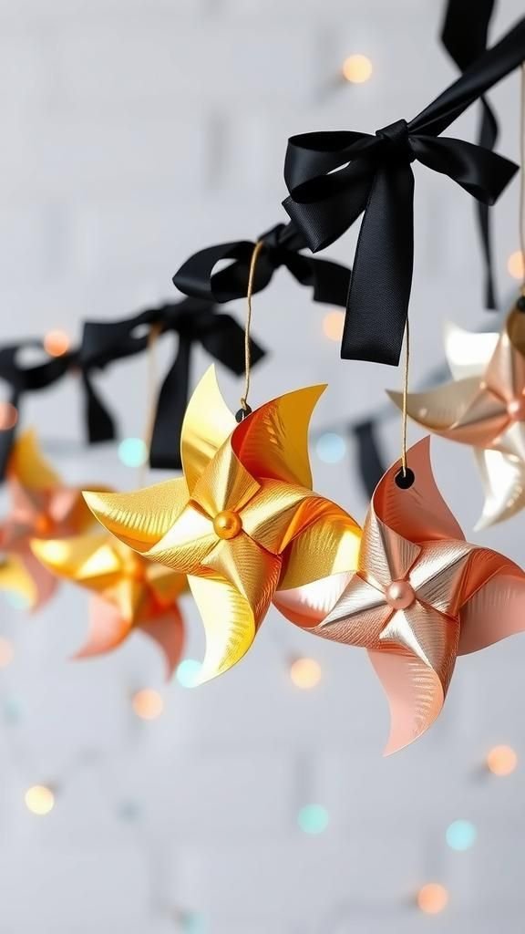 Metallic Foil Pinwheel String With Mirror Shine