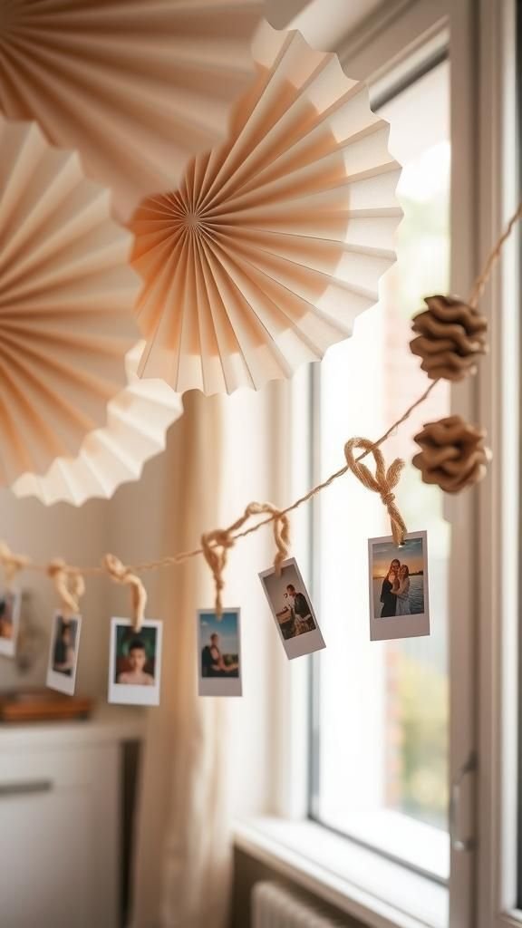 Photo Clip Garland With Paper Fans