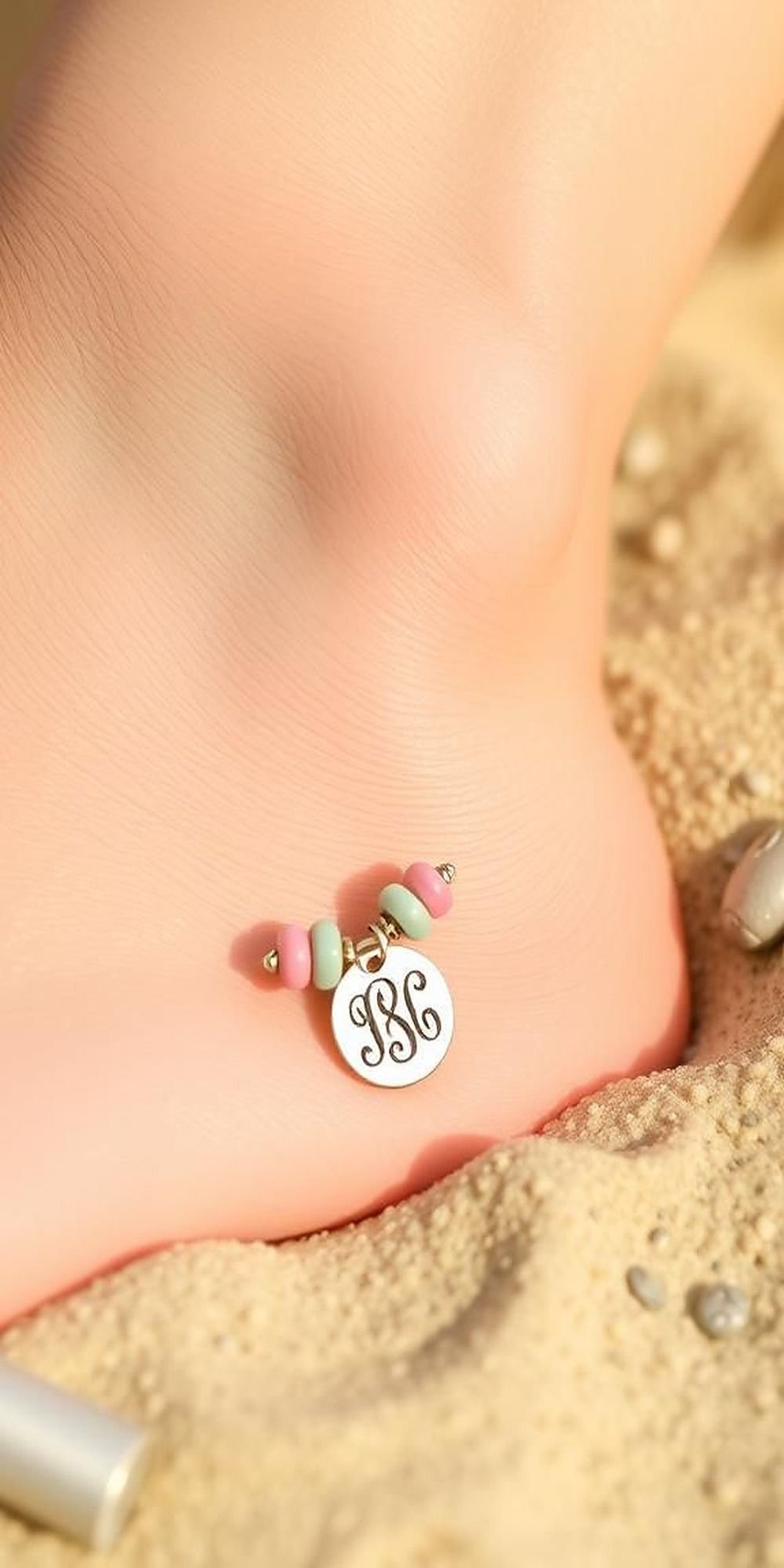 Handmade Beaded Anklets With Monogram Charms